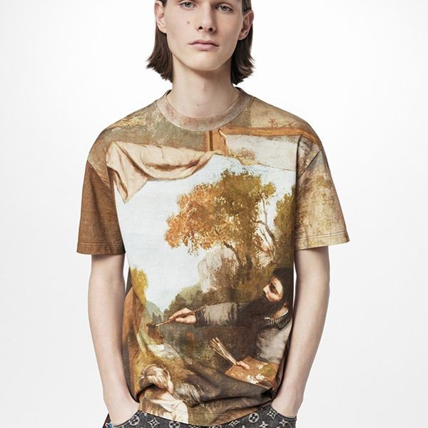 超入手困難ルイヴィトン Tシャツ 偽物 プリントCOURBET 1AAGOL