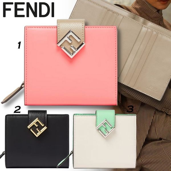 フェンディ FFダイヤモンド 二つ折り財布 コピー 3色 8M0386ALWAF1L2E
