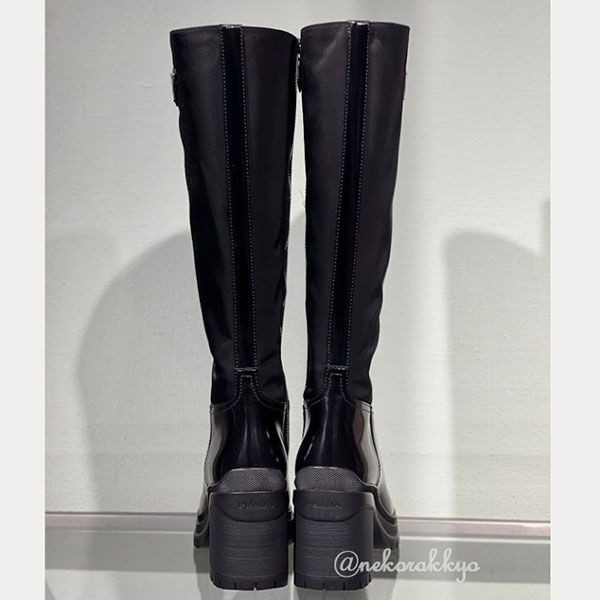 プラダ Leather and nylon boots ロングブーツ 偽物 1W011N_3LFU