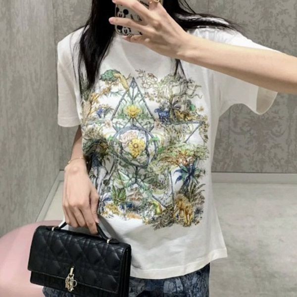 大人お洒落ディオール Tシャツ 偽物 コットン リネン 343T09A4501_X0831