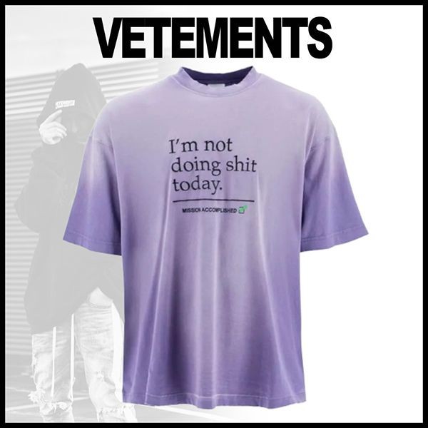 【訳あり特価】ヴェトモン 偽物 NOT DOING SHIT TODAY Tシャツ UE63TR320L LILAC