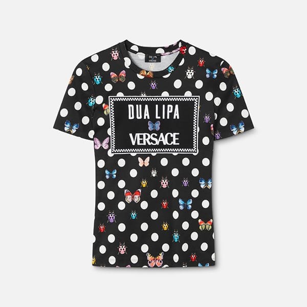 速達発送ヴェルサーチ×Dua Lipa 蝶の刺繍が施されたTシャツ 偽物