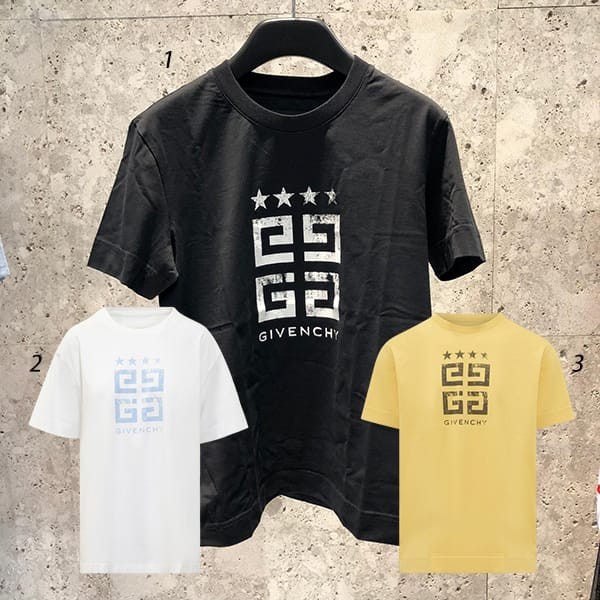 【やっぱり人気！】ジバンシィ 偽物 4G スター スリムフィット コットン Tシャツ 3色 BM716G3YEL-100