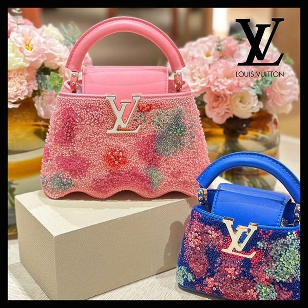 新色登場★ルイヴィトン カプシーヌ 偽物MINI【カラフル刺繍が上品♪波型】M22751