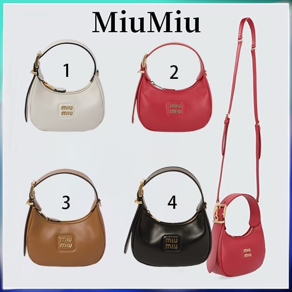 ☆超人気☆ミュウミュウ コピー レザー ホーボーバッグ 4色 miu2231