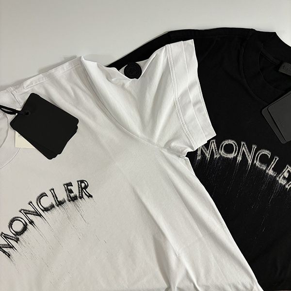 モンクレール ぼかし レタリング ロゴTシャツ激安　白黒J10918C