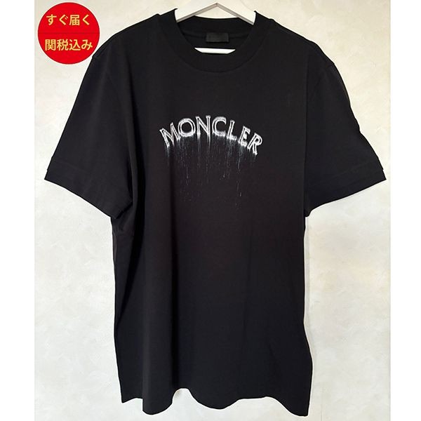 モンクレール ぼかし レタリング ロゴTシャツ激安　白黒J10918C