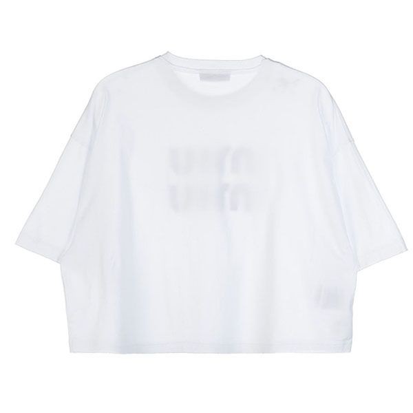 ミュウミュウ ロゴ刺繍入り コットン 半袖Tシャツ コピー MJN445 12LZ F0009