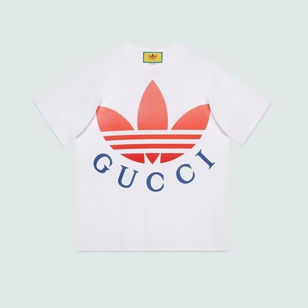 adidas x グッチ コットン 偽物 Tシャツ 723384 XJE2A 5904