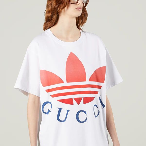 adidas x グッチ コットン 偽物 Tシャツ 723384 XJE2A 5904