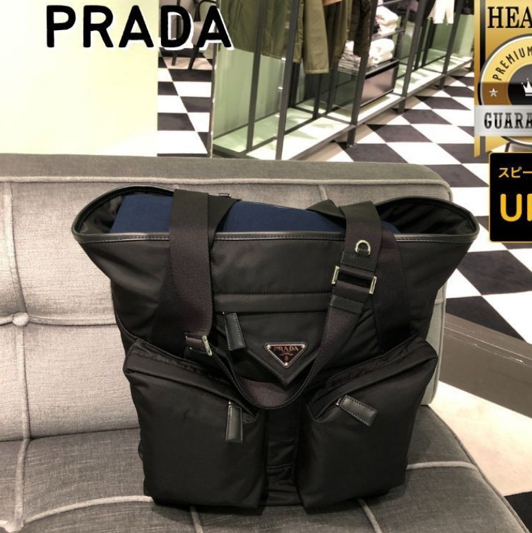 2024SS【プラダ 偽物】Re-Nylon xレザー トートバッグ 2VG120 2DW3 F0002 V OOO