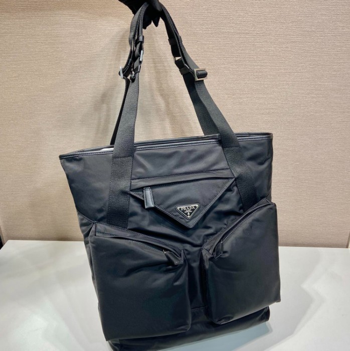 2024SS【プラダ 偽物】Re-Nylon xレザー トートバッグ 2VG120 2DW3 F0002 V OOO