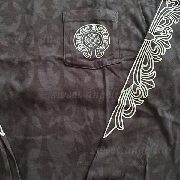 セレブ愛用中クロムハーツ★セメタリークロス コピー スクロールロゴ 長袖 tシャツ ch10236