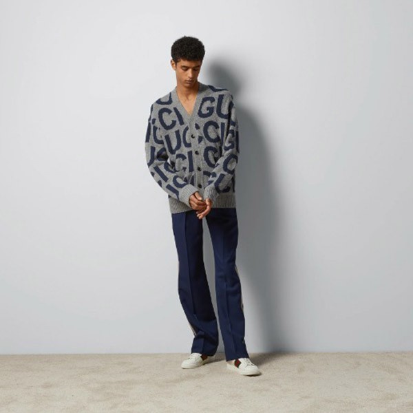 【上品さ際立つ】グッチ☆24SS☆インターシャウールカーディガン 偽物 771707 XKDLV 1140