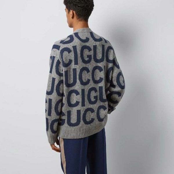 【上品さ際立つ】グッチ☆24SS☆インターシャウールカーディガン 偽物 771707 XKDLV 1140