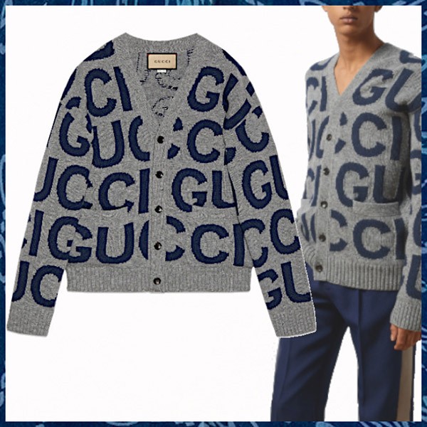【上品さ際立つ】グッチ☆24SS☆インターシャウールカーディガン 偽物 771707 XKDLV 1140