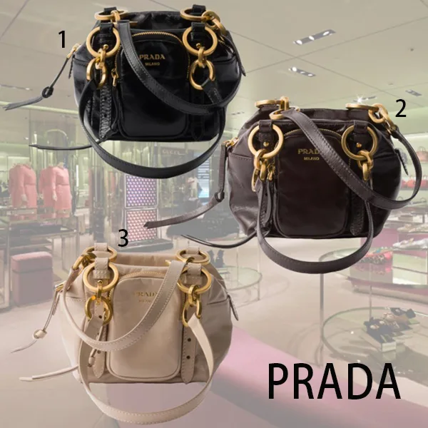 ユニークなデザインプラダ 並行輸入品 Dangle レザー トップハンドル ミニバッグ 3色 pld3251155