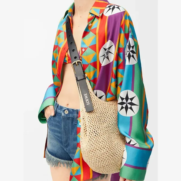 欲しい♡超限定♪ロエベ ショルダーバッグ パロディ パンチホール ラフィア 2WAY 25584