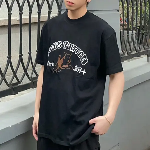 ルイヴィトン n級品 エンブロイダードコットンTシャツ 1AFQ71