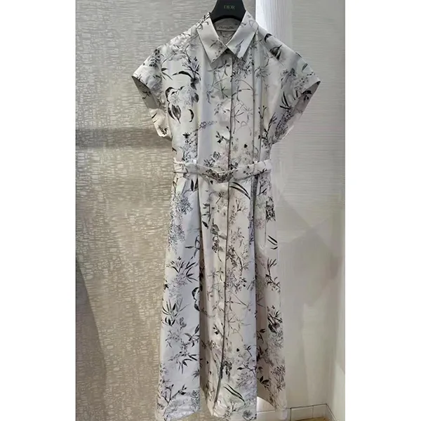 【花柄が華やか♪】ディオール パチモン ミディ丈シャツドレス 547D83A3A67