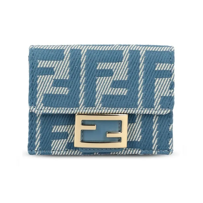 今注目アイテム！フェンディ コピー ブルーデニム調FFジャカード 三つ折り財布 fd65615