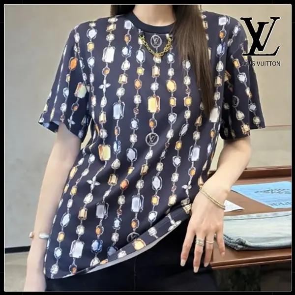 ルイヴィトン ネックレス プリントTシャツ コピー 1AI460
