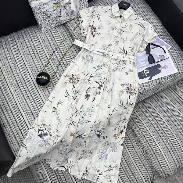 【花柄が華やか♪】ディオール パチモン ミディ丈シャツドレス 547D83A3A67