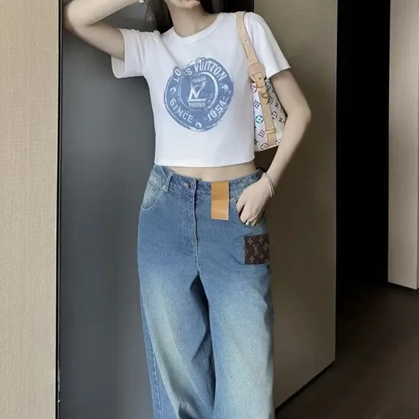 レプリカルイヴィトン★クロップトップ 偽物 Tシャツ【幅広いコーデで活躍♪】1AHIZ