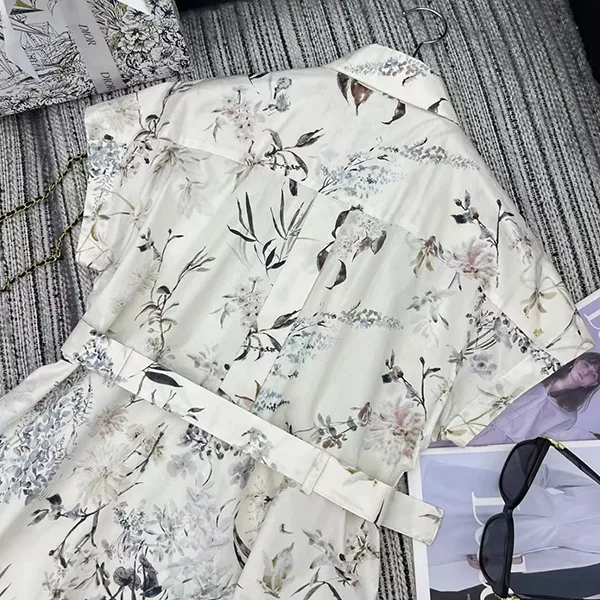 【花柄が華やか♪】ディオール パチモン ミディ丈シャツドレス 547D83A3A67