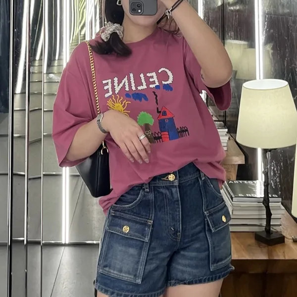 注目!セリーヌ コットンTシャツ コピー t-shirt in cotton 選べる3色 RX0D5507Z