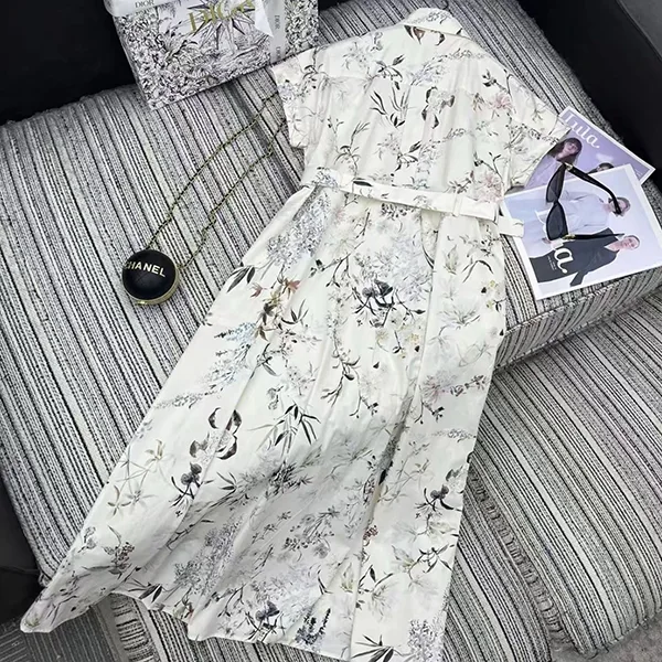 【花柄が華やか♪】ディオール パチモン ミディ丈シャツドレス 547D83A3A67