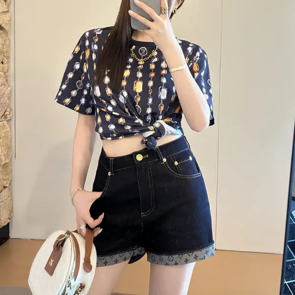 ルイヴィトン ネックレス プリントTシャツ コピー 1AI460