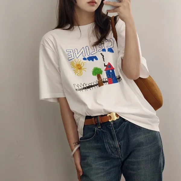 注目!セリーヌ コットンTシャツ コピー t-shirt in cotton 選べる3色 RX0D5507Z