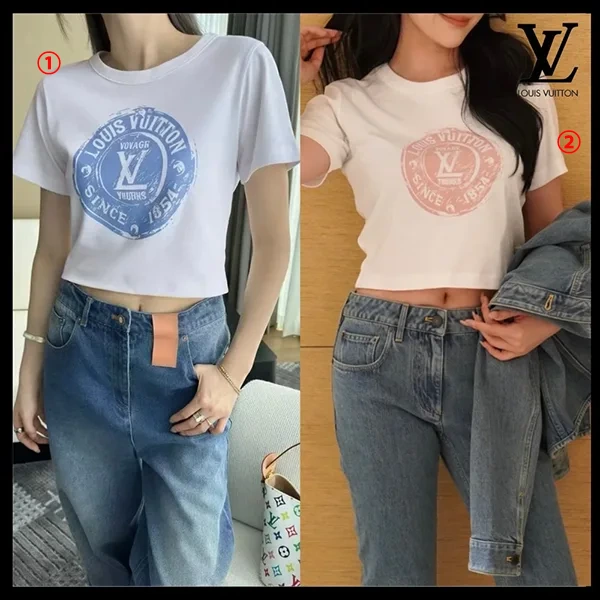 レプリカルイヴィトン★クロップトップ 偽物 Tシャツ【幅広いコーデで活躍♪】1AHIZ