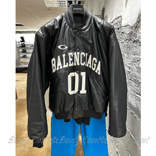 バレンシアガ Basketball Series ボンバー ソフトセミシャイニーレザー 822777