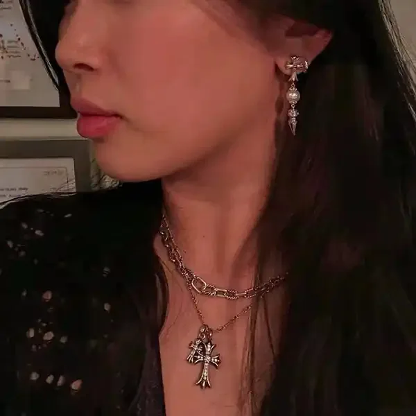 クロムハーツ ミキモト コピー ハート アコヤパールピアス 18K&ダイヤ ch258212