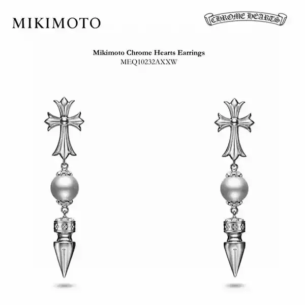 クロムハーツ ミキモト コピー ハート アコヤパールピアス 18K&ダイヤ ch258212