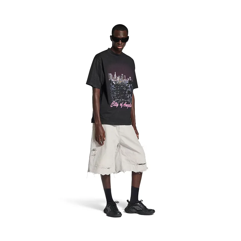 バレンシアガ CITY OF ANGELS Tシャツ ミディアム フィット パロディ 2色 764235TSVR21041