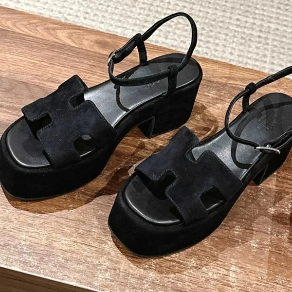 最新でオシャレ【魅せる脚長効果】エルメス ジャム 7.5cm 厚底サンダル コピー H242124Z 02370
