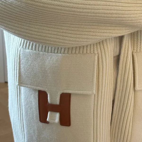 【エルメス】Hレザーディテール ニットブルゾン H2H2204DA9138