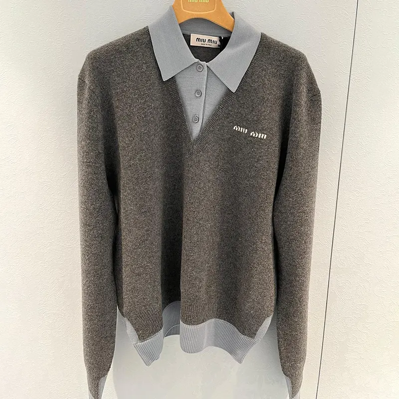 2025SSミュウミュウ カシミア×ウール ポロセーター n級品 miu655325