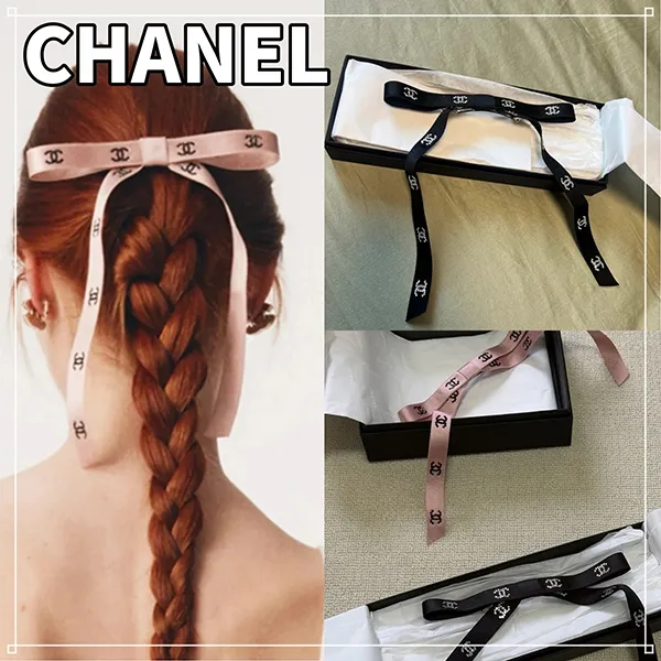 総柄ロゴ シャネル バレッタ ココマーク コピー CC ヘアアクセ リボン AAB397 B21958 U3758