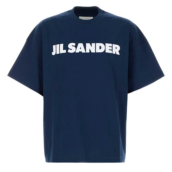 高級感溢れるジル・サンダー Navy ブルー コットン Tシャツ J54GC0011J45317