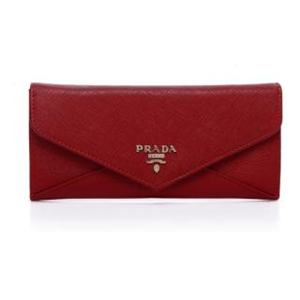 プラダコピー財布 レッド カーフスキン 二つ折り長財布 プラダwallet0227c-4