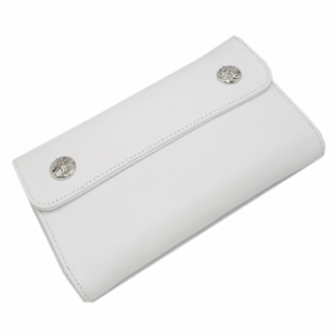 クロムハーツ財布コピー ウェーブ・クロスボタン・ホワイトウォレット Wave Wallet White Leather w/Cross Buttons chw05