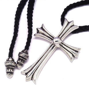 クロムハーツ ラージCHクロスペンダントw/ブレイドレザー Large CH Cross Pendant w/Braid Leather chp80