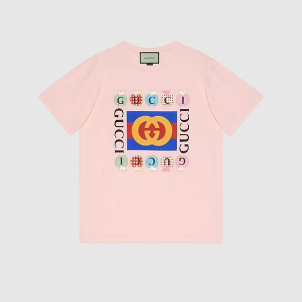 グッチ Tシャツ コピー アップル＆ハート レポム トップス 林檎 ハート ロゴ 男女 プレタ  615044 XJDOH 7989