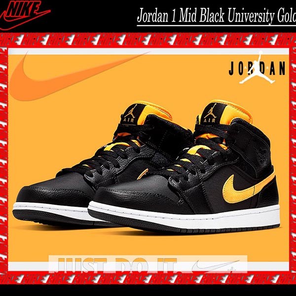 ＜最新で絶対欲しい>ナイキ Jordan 1 Mid Black University Gold w23061201