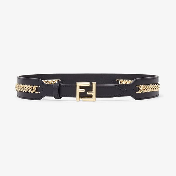 欲しい♡超限定♪フェンディ 偽物 チェーンディテール付き FF レザーベルト 2色 8C0700AP9TF1C6J
