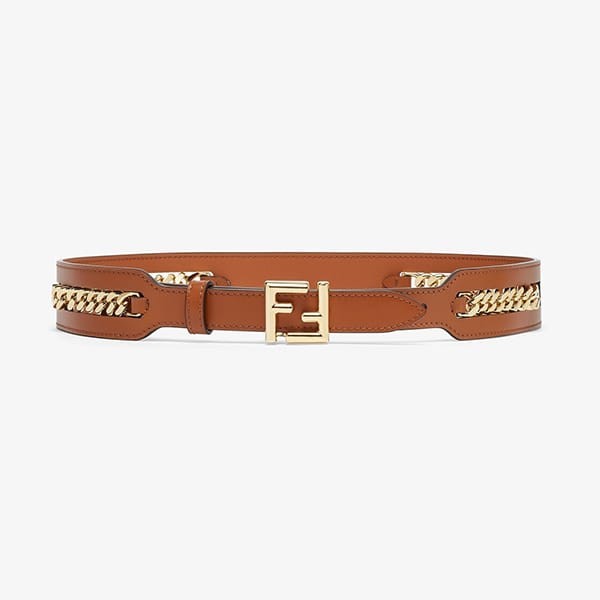 欲しい♡超限定♪フェンディ 偽物 チェーンディテール付き FF レザーベルト 2色 8C0700AP9TF1C6J